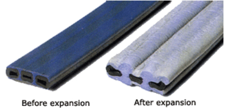 Hydrotite waterstops before-after expansion